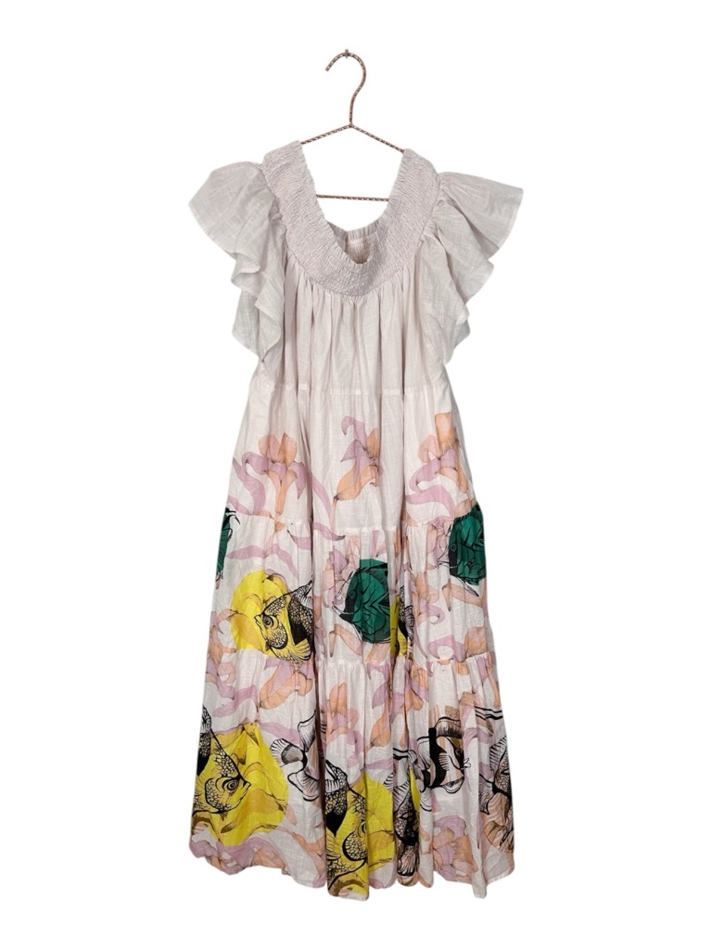 Anthropologie Maeve Pia Binazzi Tiered Flowy Off-the-Shoulder Maxi Dress Sz S - Picture 4 of 9